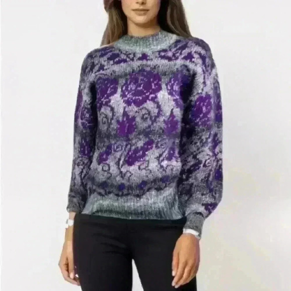 Evian Ltd. Vintage Knitted Floral Sweater - Picture 1 of 10